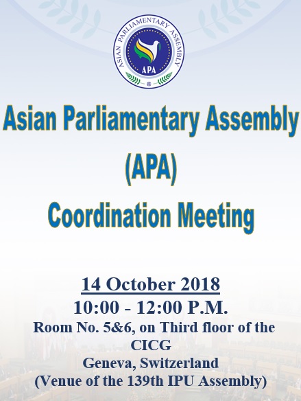 APA Coordination meeting in the sideline of 139th IPU Assembly (2018)